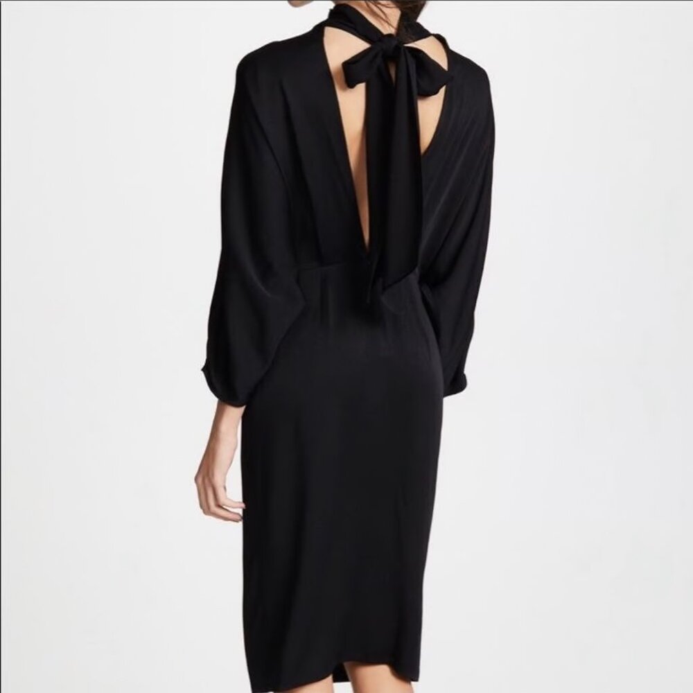 NWT DIANE VON FURSTENBERG Twist Front Dress, Black, Size 8